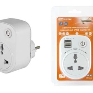 Адаптер универсал.поворотный с/з 250В 16А+2USB 2,1А белый TDM