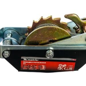 Лебедка рычажная, тяга-2т, подъем-0.8т, двойное храповое колесо, трос-3м// Matrix 52260