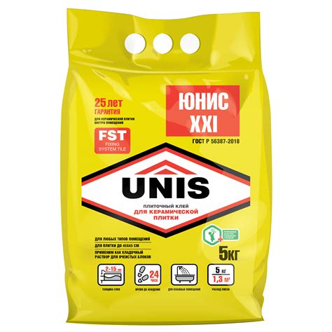 Клей "ЮНИС XXI " 5 кг для плитки
