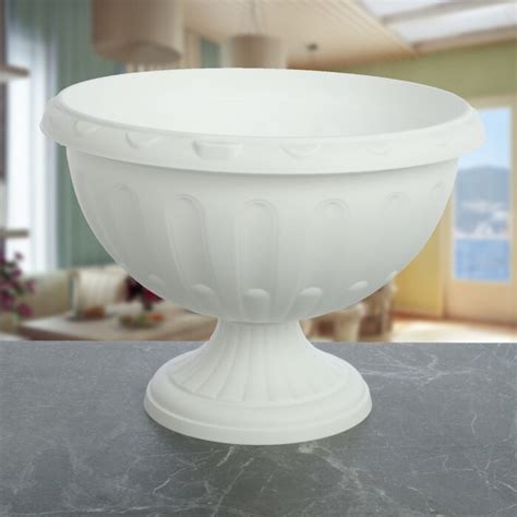 Кашпо Вазон Джулия 8л М1389 белый на низкой ножке 162270